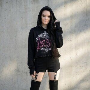 Widow ✦ Lost Soul Lace Trim Hoodie ✦ Gothic Graphic Pullover Sweatshirt Black XS